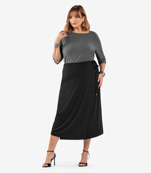 Image_Blusa Feminina Manga 3/4 Plus Size Secret Glam Cinza