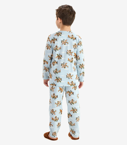 Pijama em Meia Malha Rovi Kids Azul