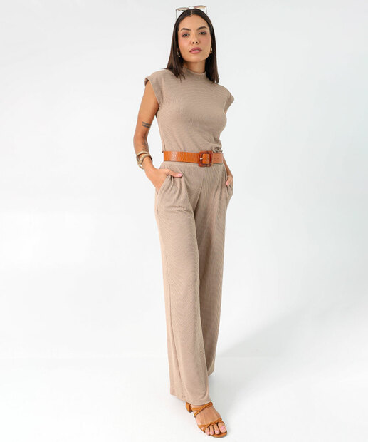 Blusa Feminina Muscle Tee Textura Marisa Marrom