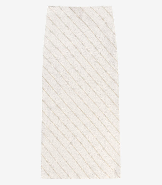 Saia Feminina Super Midi Viscolinho Lurex Endless Bege
