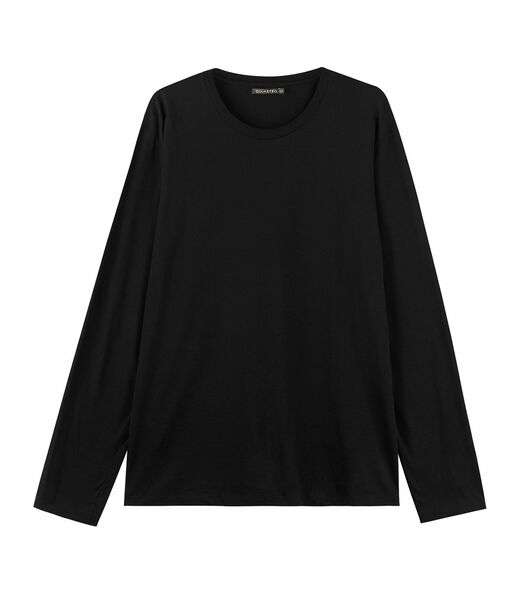 Camiseta Manga Longa Meia Malha Diametro Preto