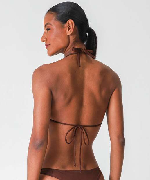 Top Biquíni Cortininha Aviamento Marisa Marrom