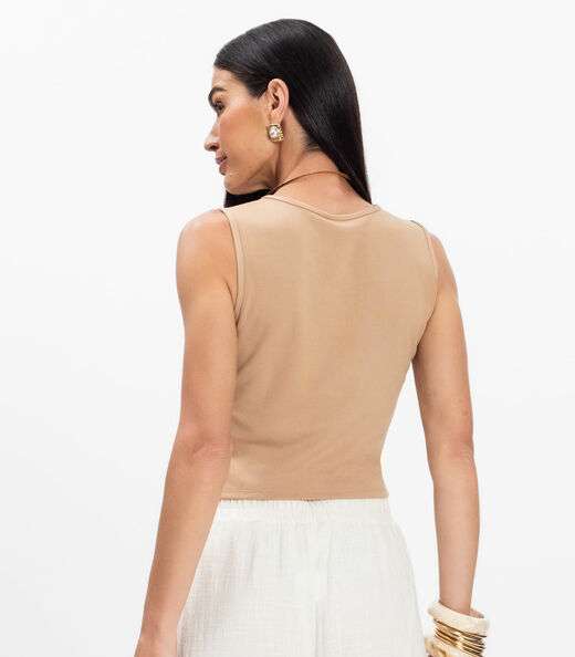 Regata Feminina em Ponto Roma Rovitex Marrom