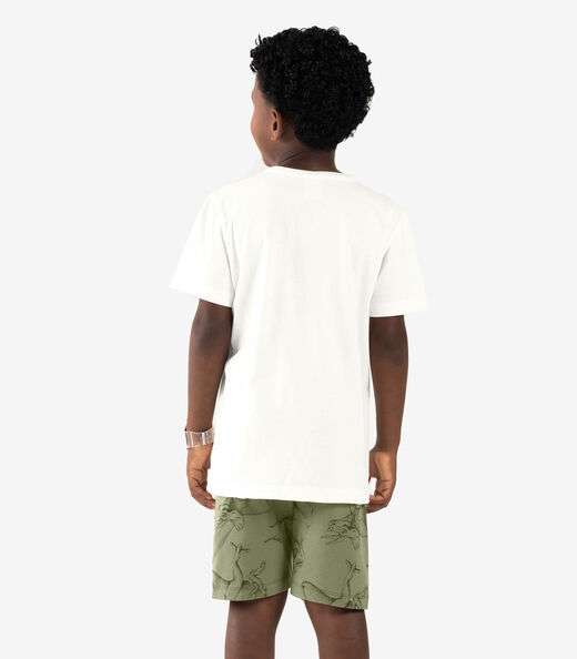 Conjunto Infantil Camiseta Com Bermuda Rovi kids Bege