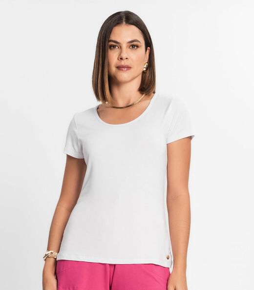 Blusa Feminina Viscotorcion Básica Rovitex Branco
