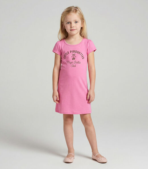 Vestido Infantil Manga Curta Estampado Select Rosa