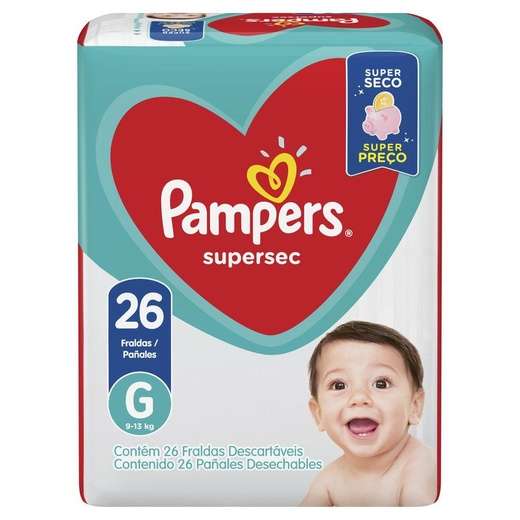 Fralda Supersec Pacotao ”G” Pampers Simples Pc26Un