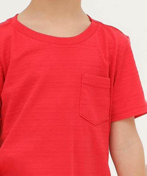 Camiseta Infantil Textura Bolso MR Tam 4 a 10