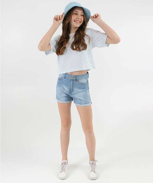 Blusa Juvenil Listrada Cinnamoroll Sanrio Tam 10 a 16 Azul