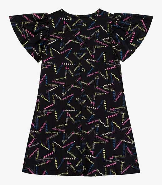 Vestido Infantil Feminino Estampado Select Preto