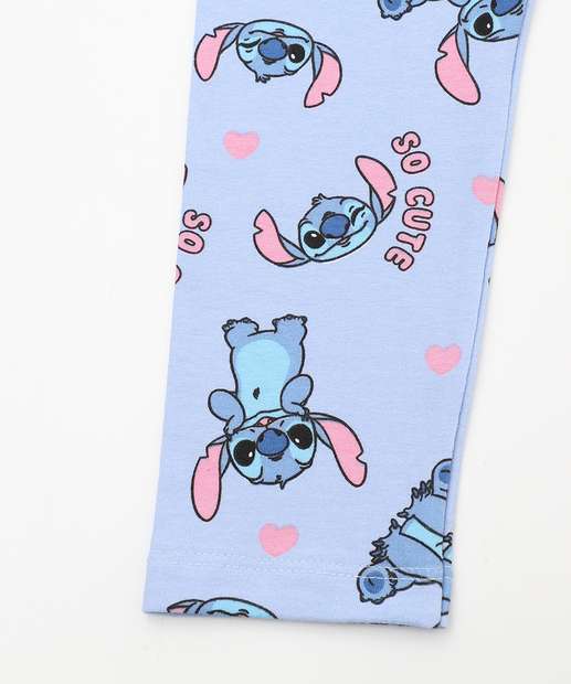Calça Infantil Legging Stitch Disney Tam 4 a 10 Azul