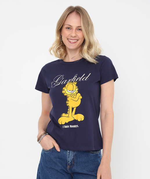 Image_Camiseta Feminina Estampa Garfield Azul