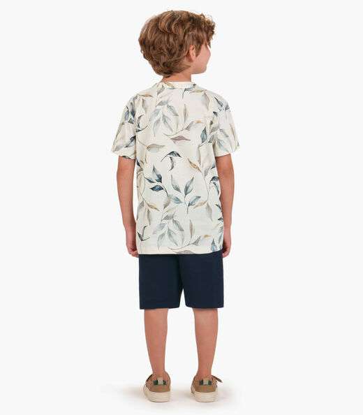 Camiseta Menino em Meia Malha Trick Nick Bege