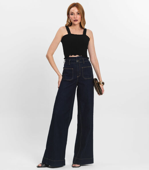 Regata Cropped Feminina Em Lastex Endless Preto