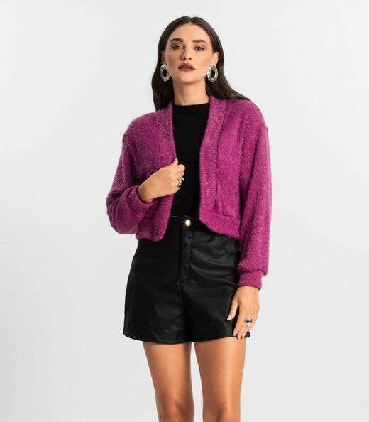 Image_Cardigan Feminino Tricô Felpudo Endless Roxo