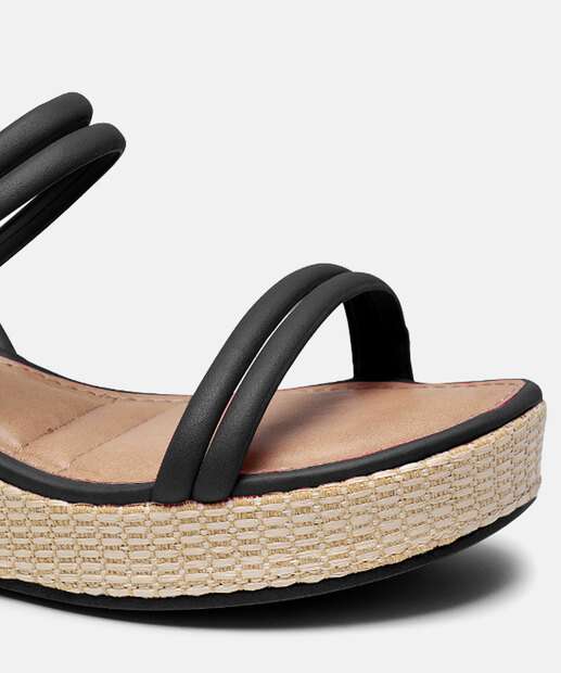 Sandália Anabela Feminina Tiras Bicolor Dakota 