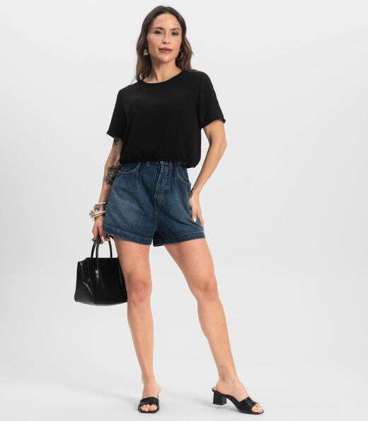 Blusa Feminina Manga Curta Infinita Cor Preto