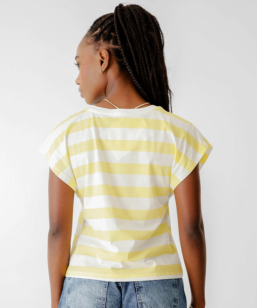 Blusa Feminina Listrada Manga Curta Marisa Off White