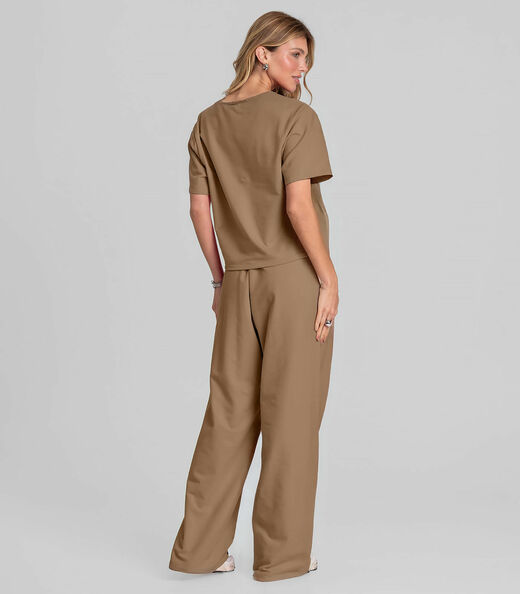 Conjunto Feminino em Molecotton Dianna Marrom