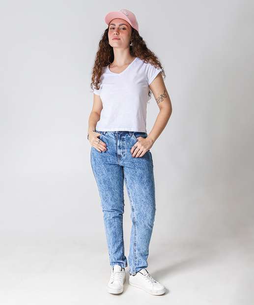Image_Calça Mom Jeans Cintura Alta Bolsos 