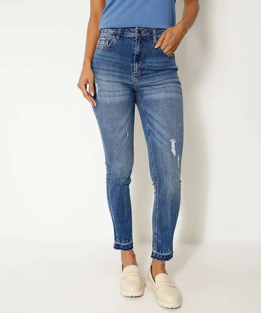 Calça Jeans Skinny Puídos Feminina Marisa