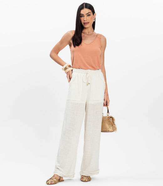 Regata Alça Franzida Feminino Rovitex Marrom