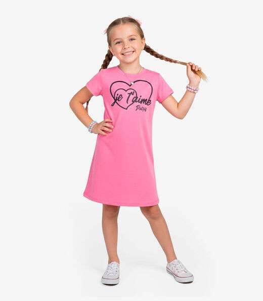 Vestido Menina Infantil em Molecotton Select Rosa