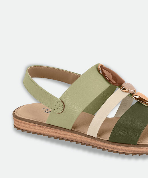 Sandália Feminina Rasteira Pedras Sintéticas Modare Verde