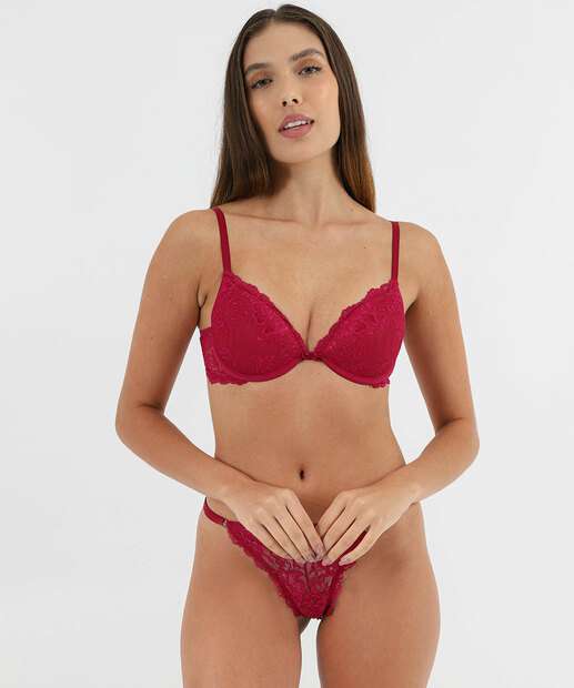Sutiã de Renda Push Up Com Bojo Marisa Rosa