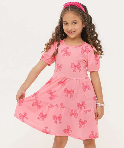 Vestido Infantil Estampa Laço Marisa Tam 4 a 10