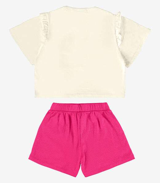 Conjunto Blusa E Shorts Estampado Rovi Kids Bege