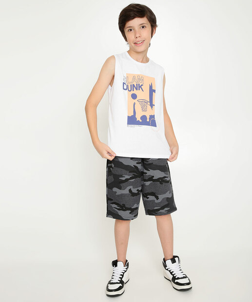 Regata Juvenil Estampa Basquete MR Tam 10 a 16