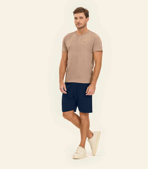 Camiseta Masculina Básica Meia Malha Diametro Marrom