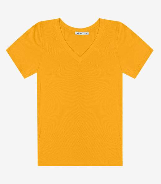 Blusa Feminina Manga Curta Decote V Endless Amarelo