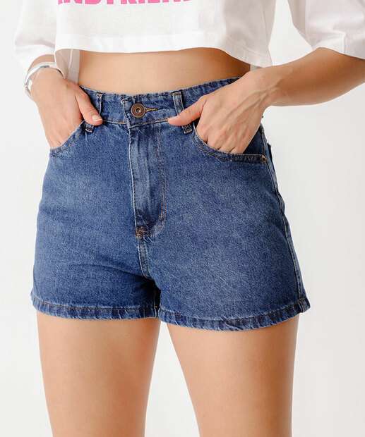 Short Jeans Feminino Cintura Alta Marisa