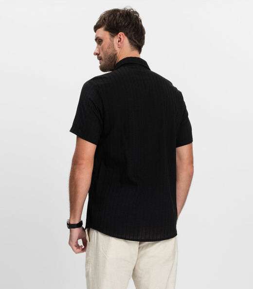 Camisa Masculina Manga Curta Diametro Preto