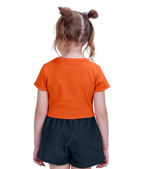 Blusa Cropped Infantil Ribana Canelada Trick Nick Laranja