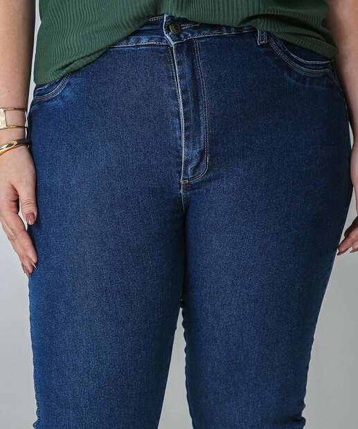 Calça Plus Size Feminina Jeans Skinny Push Up Sawary Azul