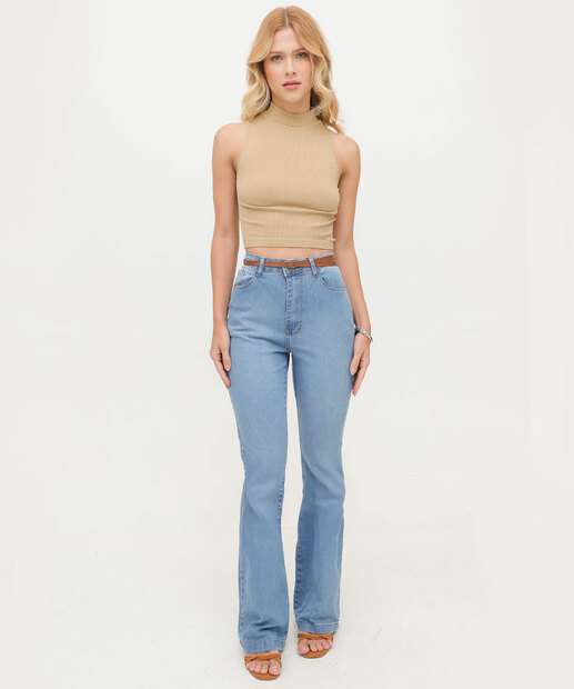 Calça Jeans Flare Feminina Cintura Alta Marisa