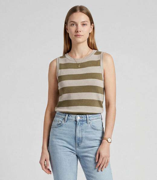 Image_Blusa Feminina Listrada Em Tricot Sea Surf Bege