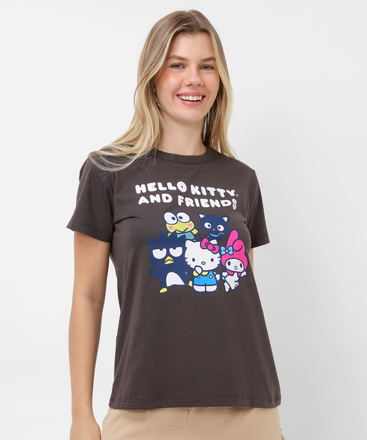 Camiseta Feminina Hello Kitty e Amigos Sanrio Marrom