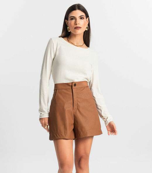 Blusa Feminina Canelada Manga Longa Endless Bege