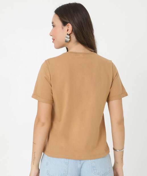 Blusa Feminina Estampa Folhas Manga Curta 