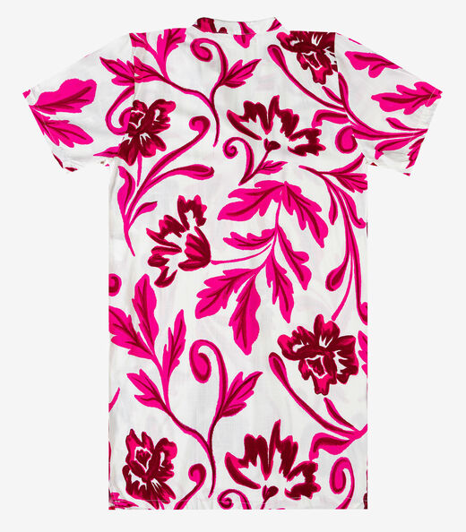 Vestido Curto Estampado Com Peitilho Infinita Cor Bege