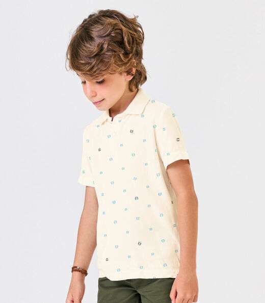 Conjunto Infantil Polo Com Bermuda Trick Nick Bege