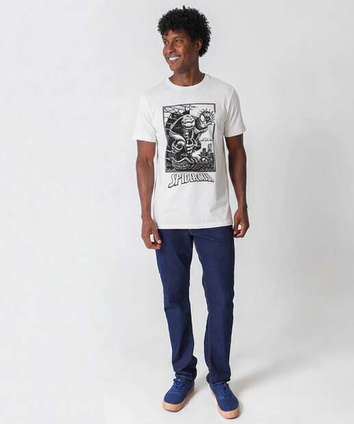 Camiseta Masculina Homem Aranha Marvel Off white