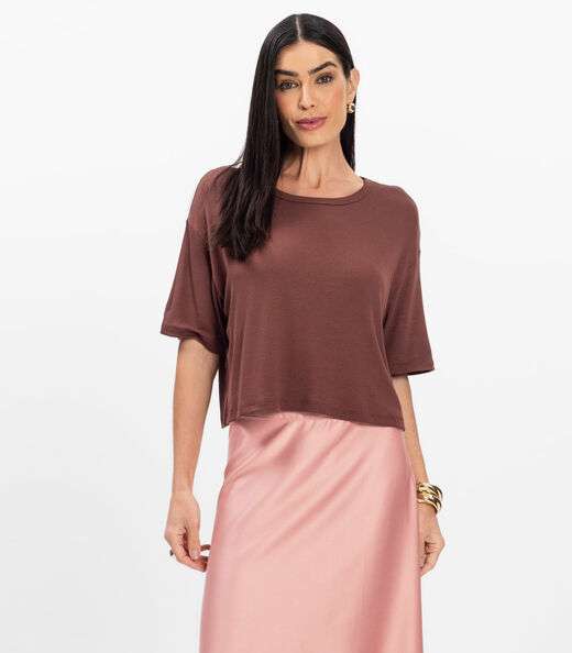 Image_T- Shirt Feminina Canelada Infinita Cor Marrom