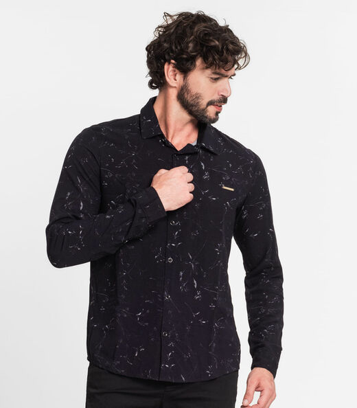 Camisa Manga Longa Masculina Diametro Preto