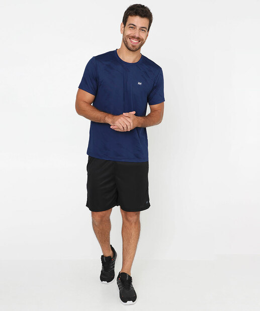 Camiseta Masculina Fitness Jacquard MR Azul