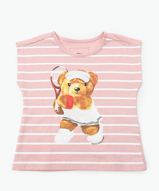 Image_Blusa Infantil Listras E Urso Marisa Tam 1 a 3 Rosa